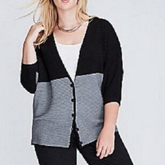 Lane Bryant Sweaters - Lane Bryant Casual Office colorblock Ribbed Button Front Cardigan 14/16